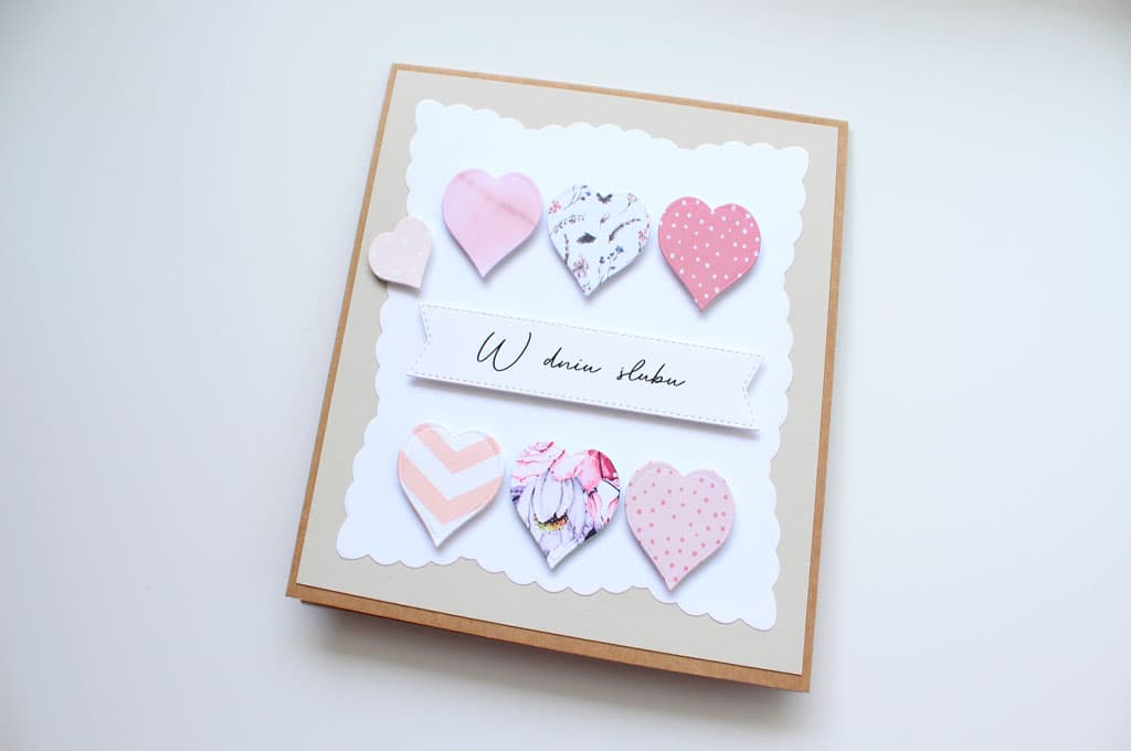 Kartka na ślub Pink hearts