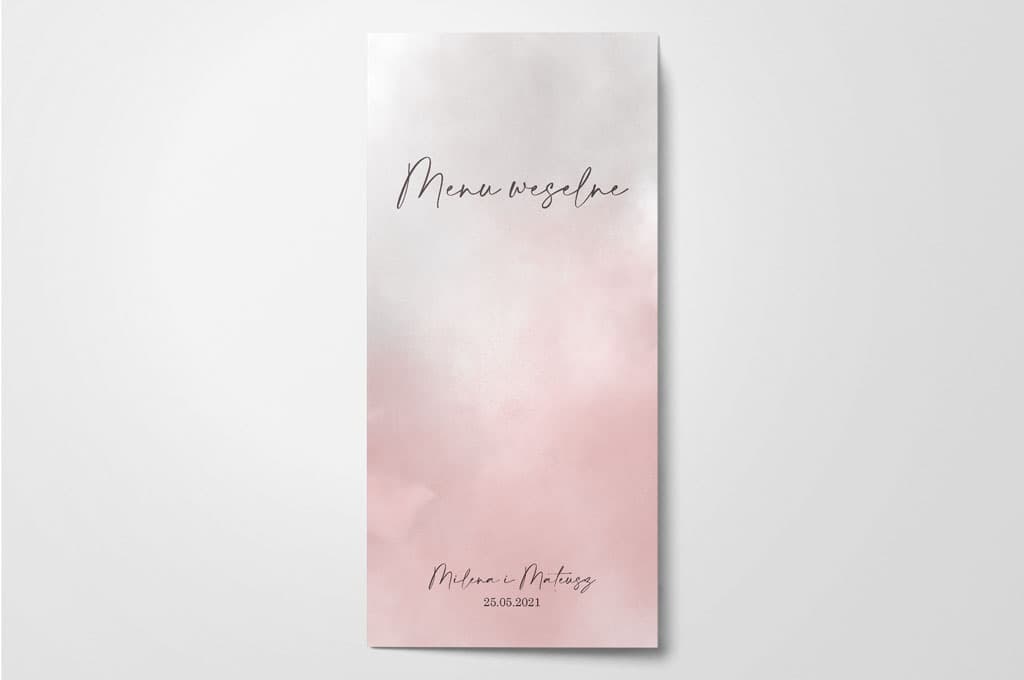 Menu ślubne Akwarela Pink&Grey