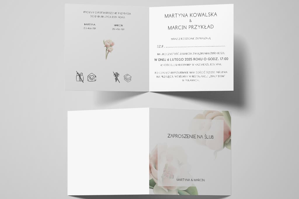 Zaproszenie ślubne Peony